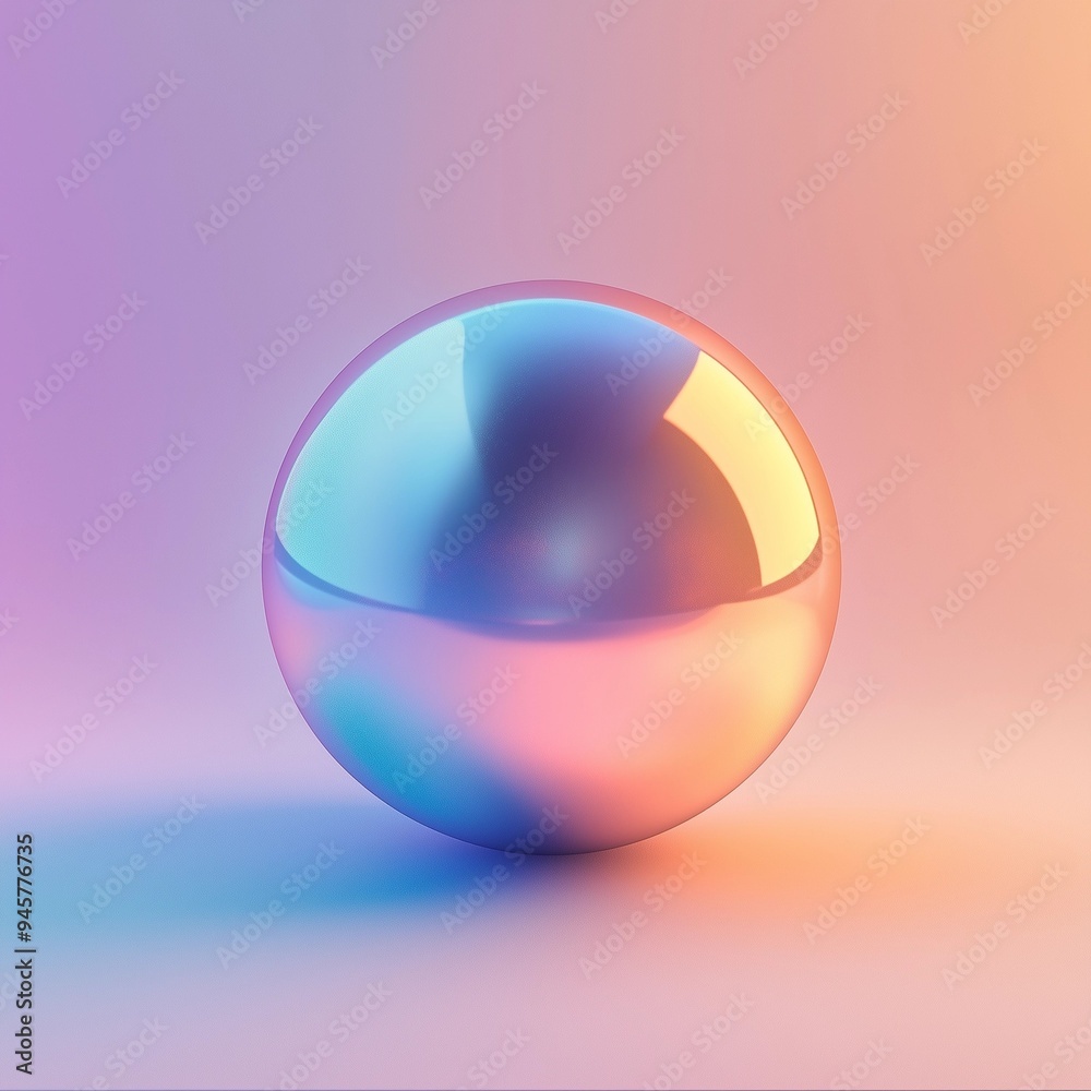 Fototapeta premium Shiny 3D ball on pastel background