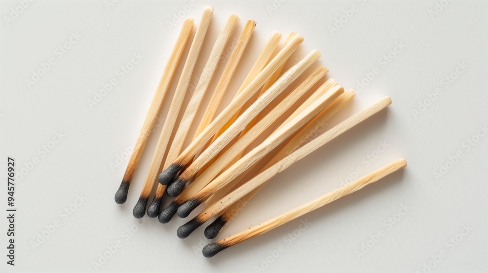 Burnt matches on a white background, isolated Burnt matches on a white background, isolated