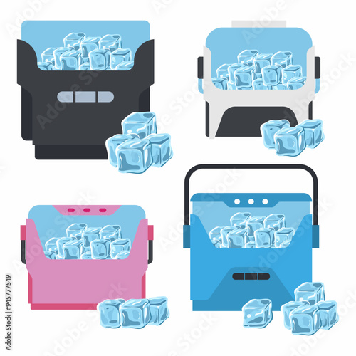 Ice makers vector cartoon set isolated on a white background.