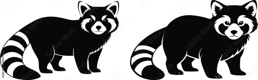 Obraz premium red panda silhouette vector illustration 