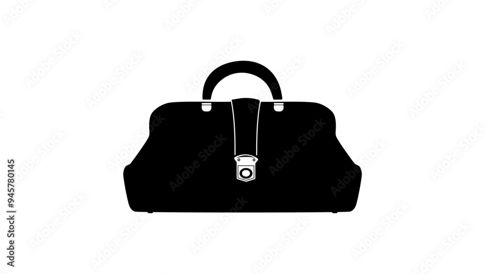 old doctor's bag, black isolated silhouette old doctor's bag, black isolated silhouette
