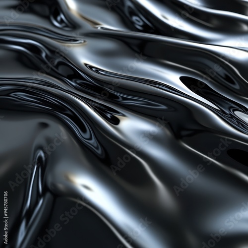 Abstract Black Liquid Metal Surface Background - 3D Render