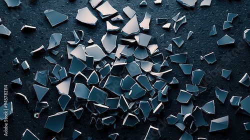 Shattered Glass on Dark Background.