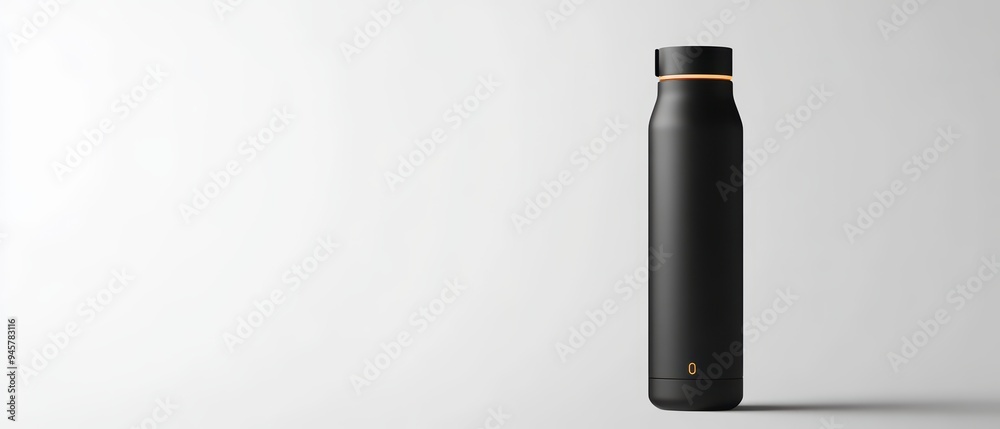 Sleek black water bottle with a modern design, perfect for hydration on the go and complementing your active lifestyle. Sleek black water bottle with a modern design, perfect for hydration on the go and complementing your active lifestyle.