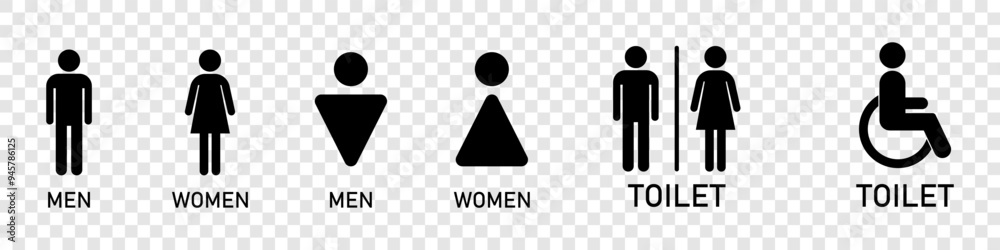 WC icon set on white background. WC icon set on white background.