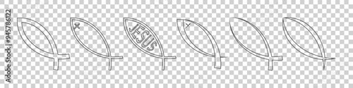 set of christianity icons on white background