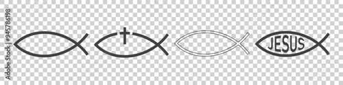 set of christianity icons on white background