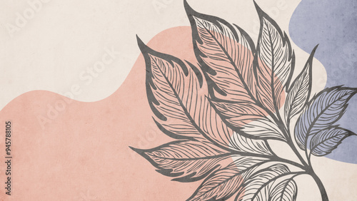 Botanical background. Abstract plant shapes. Minimalist illustration for printing on wall decorations.