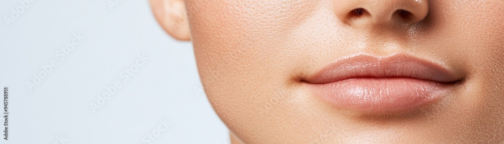close-up of woman's lips with soft pink color and smooth skin, minimal makeup, natural beauty, beauty product promotion, cosmetic advertising, fashion photography close-up of woman's lips with soft pink color and smooth skin, minimal makeup, natural beauty, beauty product promotion, cosmetic advertising, fashion photography