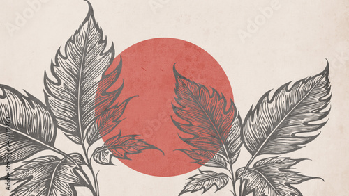 Botanical background. Abstract plant shapes. Minimalist illustration for printing on wall decorations.
