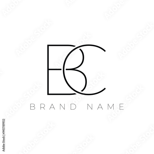 BC initial letter minimalist logo design graphic vector
