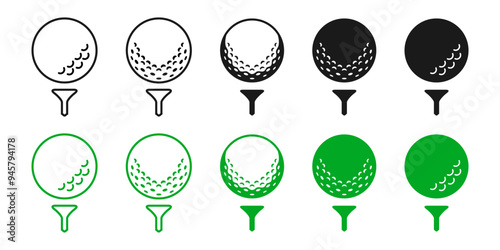 大人の趣味ゴルフ、ゴルフボールのおしゃれなベクターアイコンイラスト白黒素材