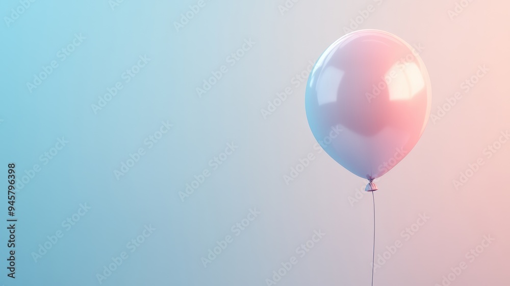 Single Pink Balloon on Gradient Blue and Pink Background. Single Pink Balloon on Gradient Blue and Pink Background.