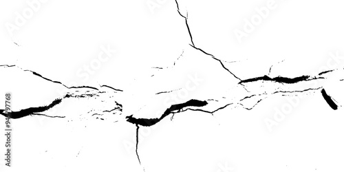 Black grunge effect on white background. old wall background crack vector, grunge texture.