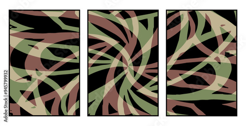 Set of 3 Abstract pattern. Illustration for printing on wall decorations. For use in graphics.