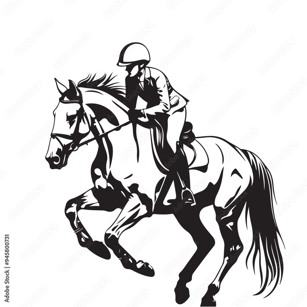 Black and White Vector Design of Horse Racing Riders in Motion Capturing the Thrill and Energy of Equestrian Sports Black and White Vector Design of Horse Racing Riders in Motion Capturing the Thrill and Energy of Equestrian Sports