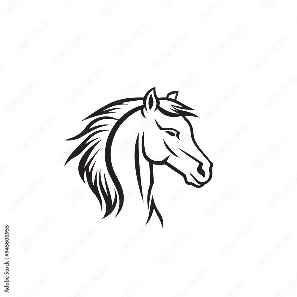Horse head logo vector. Stylish Horse Head Art Vector on Clean White Background