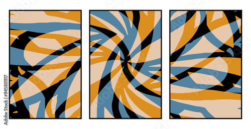 Set of 3 Abstract pattern. Illustration for printing on wall decorations. For use in graphics.