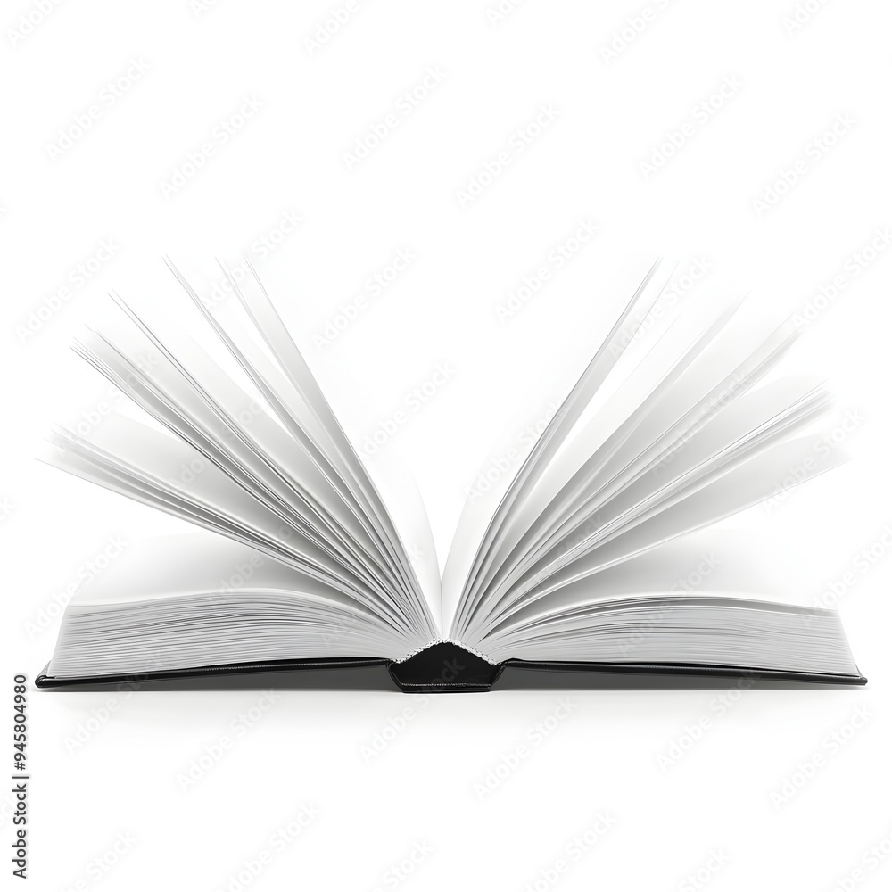 Fototapeta premium Opened White Book on Minimalist Background Showcasing Education and Knowledge