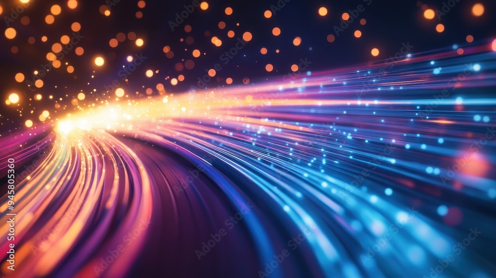 Abstract Technology Background with Bright Neon Lights and Bokeh Effect. Abstract Technology Background with Bright Neon Lights and Bokeh Effect.