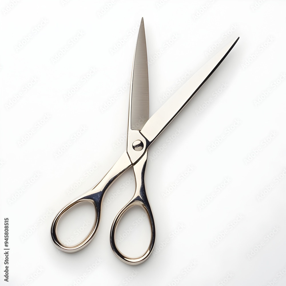Sleek and Sharp Metal Scissors on Clean White Background Sleek and Sharp Metal Scissors on Clean White Background