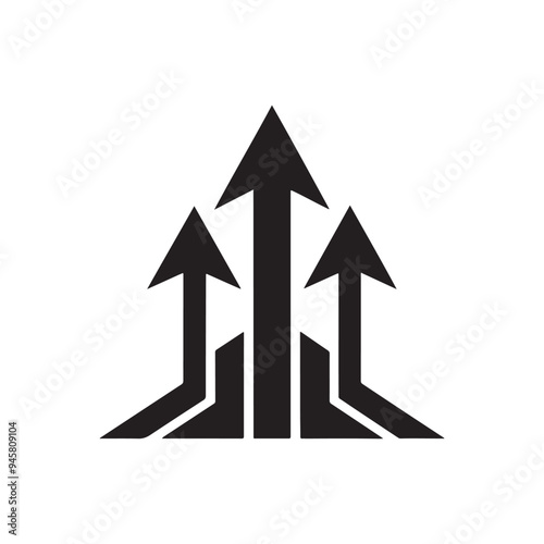 growth icon logo vector, Arrow curve, Direction sign, Three arrows, Competition Icon Stock Vector, black web icon vector illustration.