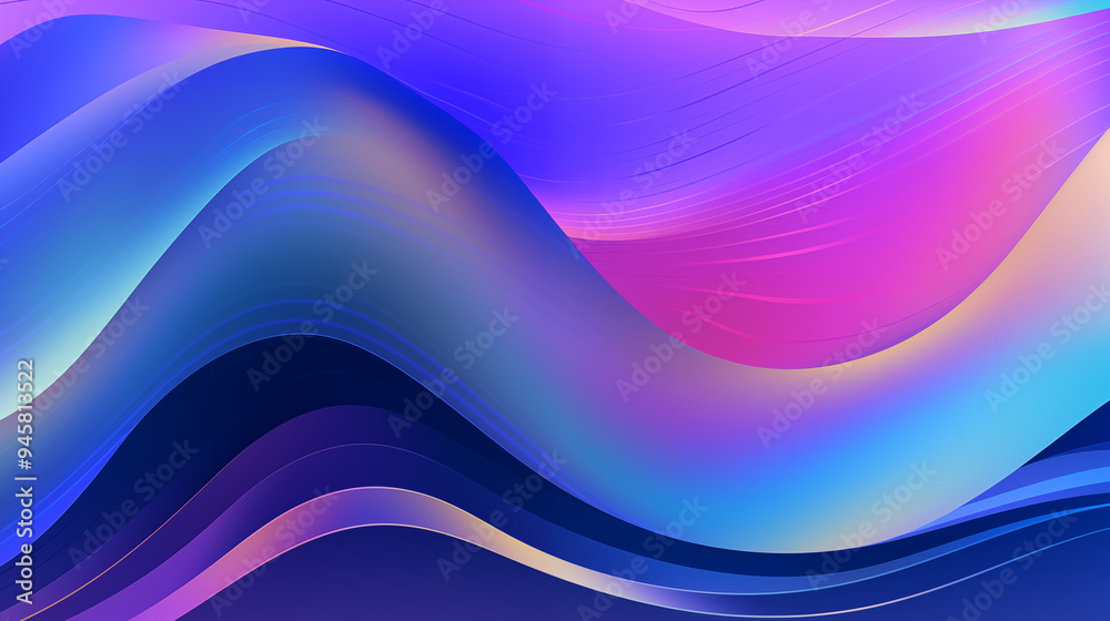 Vivid Blue And Pink Gradient Waves With Fluid Dynamic Movement