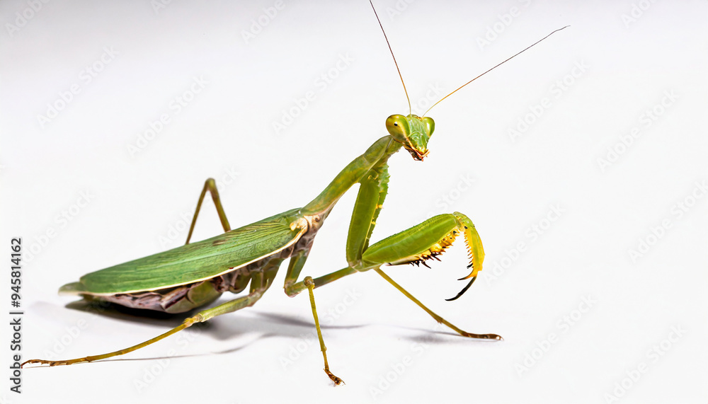 a praying mantis is sitting on a plant. a praying mantis is sitting on a plant.