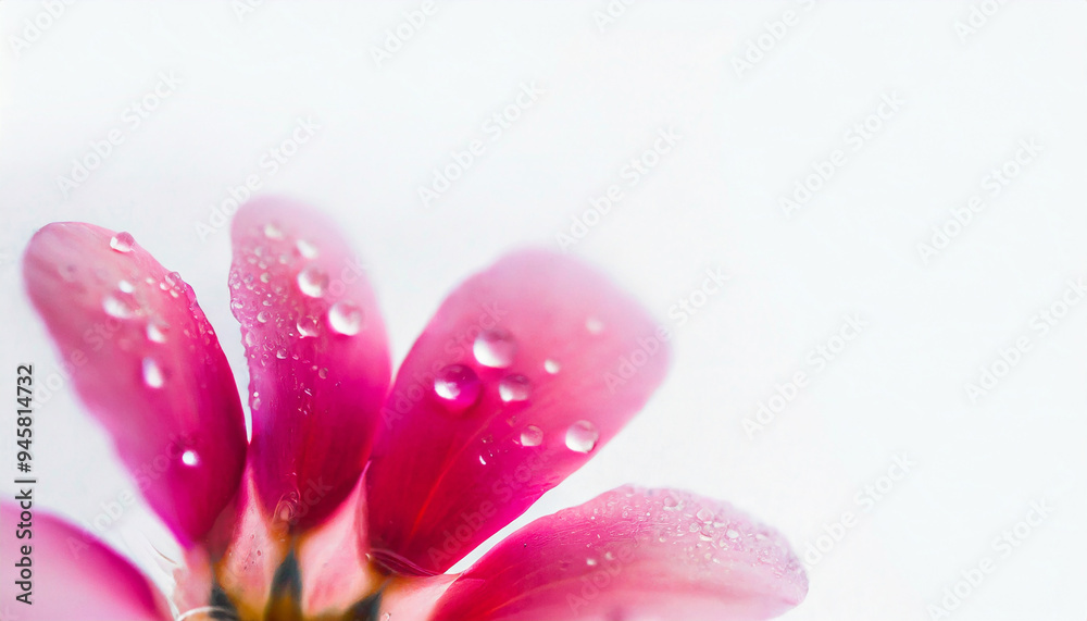 a pink flower with water drops on it on an isolated white background a pink flower with water drops on it on an isolated white background