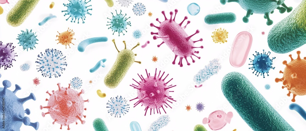 high-resolution image, pathogen cells, assortment of bacteria and ...