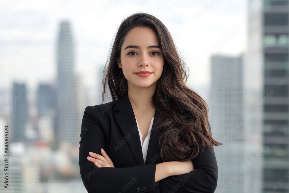 Latina Empowerment: A portrait of a confident Latina woman in professional attire, standing in front of a cityscape, symbolizing empowerment and success Latina Empowerment: A portrait of a confident Latina woman in professional attire, standing in front of a cityscape, symbolizing empowerment and success