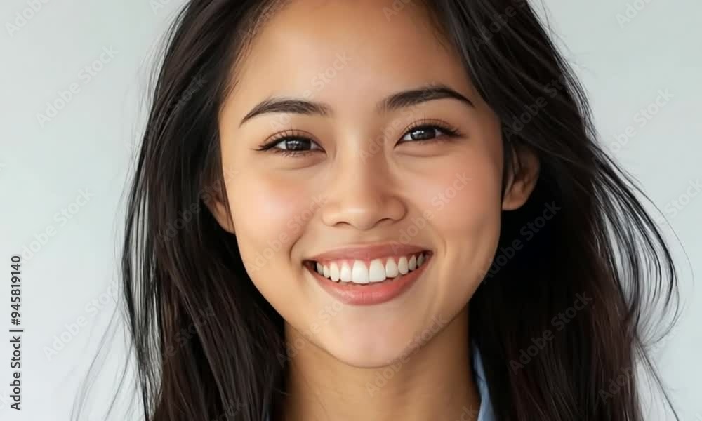Portrait of a smiling young woman with long black hair Portrait of a smiling young woman with long black hair