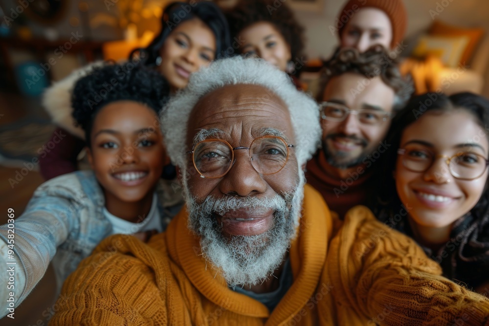 Joyful family portrait featuring diverse generations together, celebrating love, support, and genuine connections during a holiday Joyful family portrait featuring diverse generations together, celebrating love, support, and genuine connections during a holiday