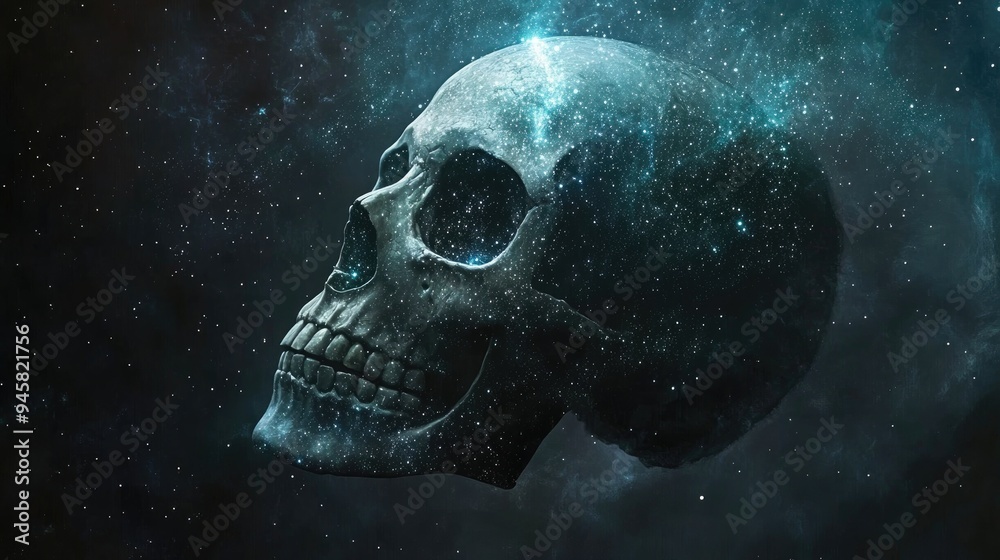 A Skull Filled with Stars in the Night Sky A Skull Filled with Stars in the Night Sky