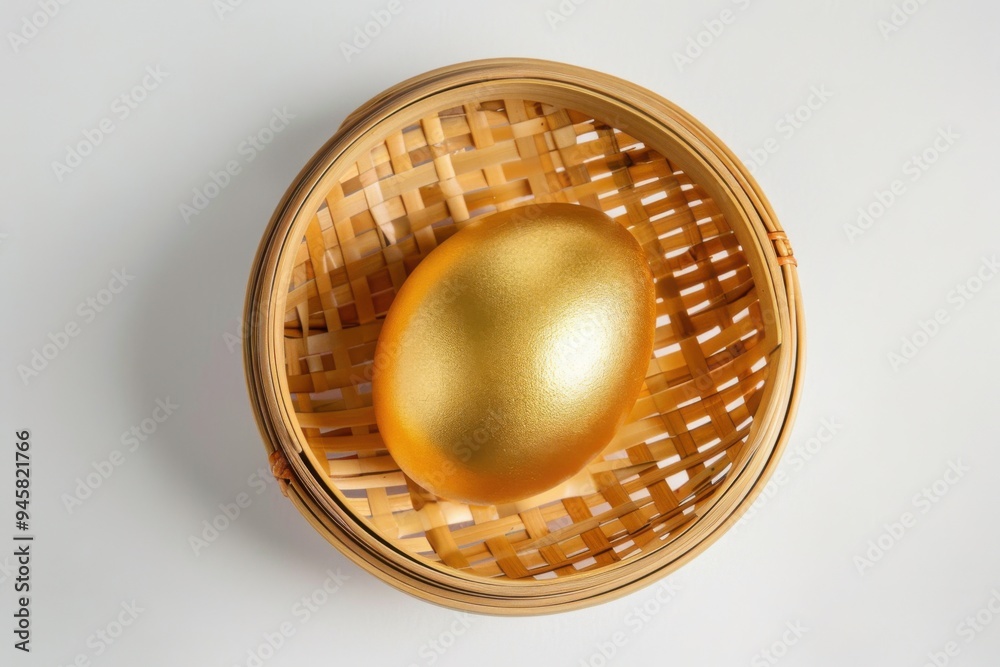 Golden eggs in bamboo baskets Golden eggs in bamboo baskets