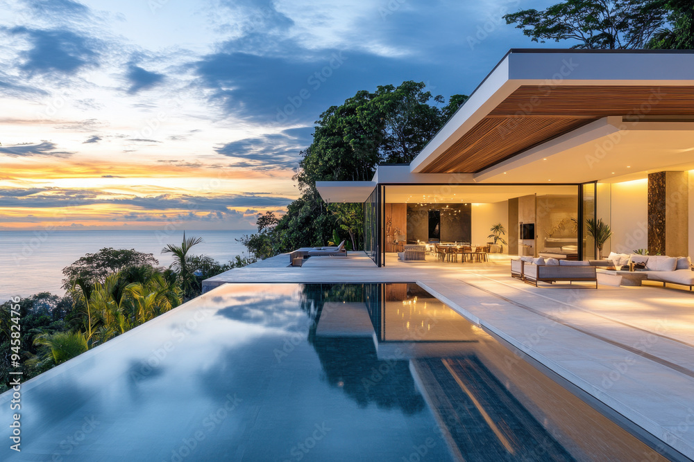 Fototapeta premium Sunset Villa Pool.