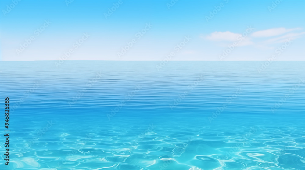 Calm And Clear Ocean With A Blue Horizon Under A Bright Sky Calm And Clear Ocean With A Blue Horizon Under A Bright Sky