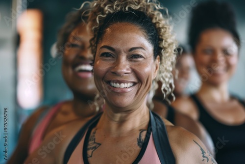 Portrait of a smiling group of body positive middle aged women