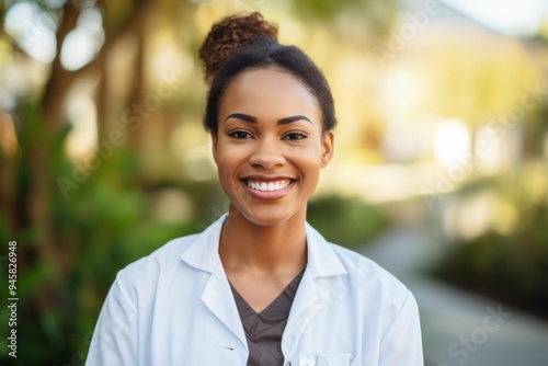 Portrait of a smiling female African American medical nurse