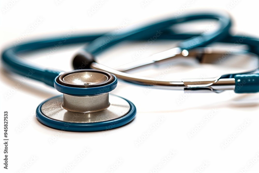 Stethoscope on a white background in a medical setting Stethoscope on a white background in a medical setting