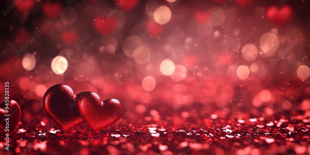 Valentine's Day banner with red hearts creating an abstract love-themed background for celebration Valentine's Day banner with red hearts creating an abstract love-themed background for celebration