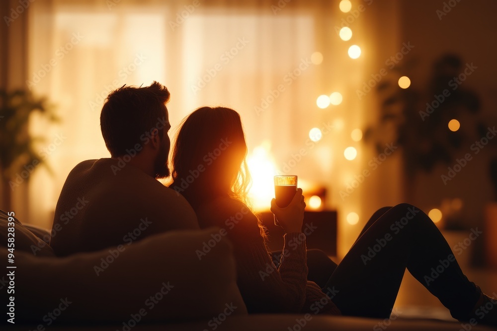 Cuddling by the fireplace with a warm drink, capturing the essence of comfort and togetherness on a crisp night. Cuddling by the fireplace with a warm drink, capturing the essence of comfort and togetherness on a crisp night.