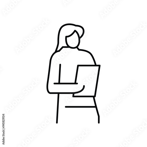 business woman thin outline icon vector design good for web or mobile app