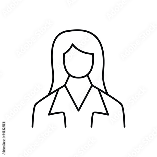 business woman potrait thin outline icon vector design good for web or mobile app