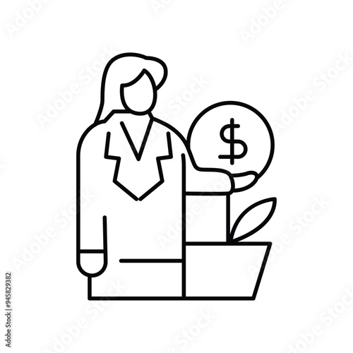 business profit outline icon vector design good for web or mobile app
