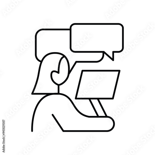 communication between worker outline icon vector design good for web or mobile app
