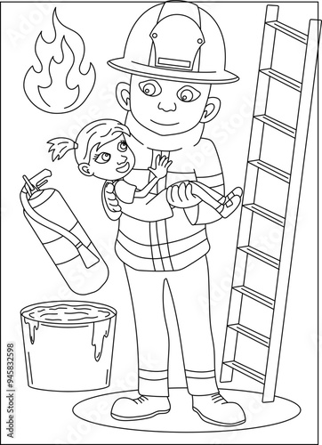 fireman coloring book page