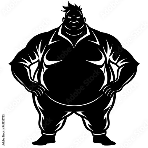 silhouette Fat man vector image