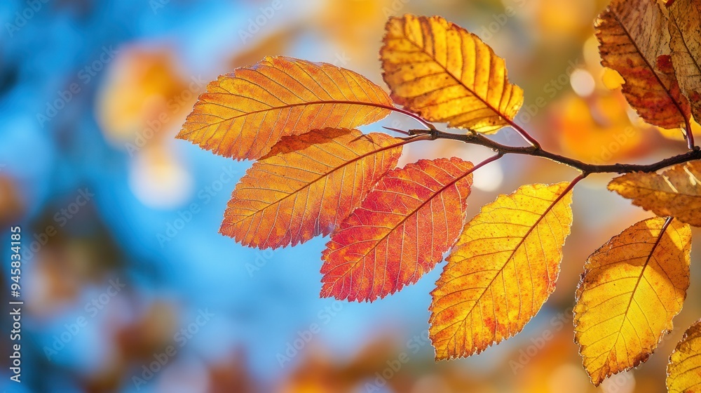 Close-Up of Vibrant Autumn Leaves with Golden and Red Hues - Macro Photography with Sunlight and Detailed Texture. AI generated illustration Close-Up of Vibrant Autumn Leaves with Golden and Red Hues - Macro Photography with Sunlight and Detailed Texture. AI generated illustration