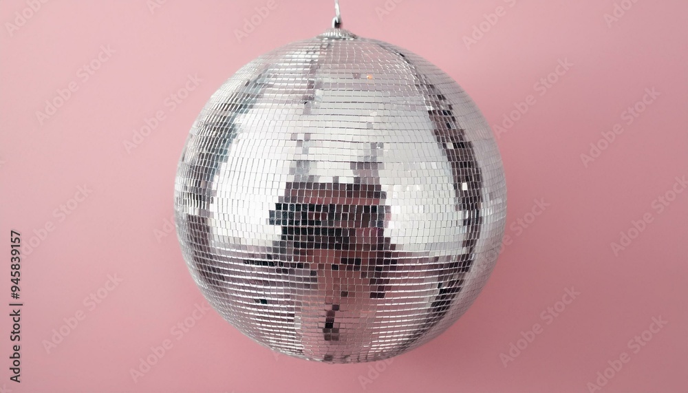 Fototapeta premium light disco ball,silver disco ball,disco ball with lights, disco ball on black background ,ball, disco, mirror, sphere, party, club, music, dance